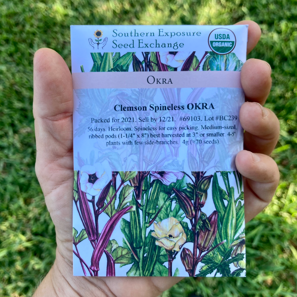 Clemson Spineless Okra Seed Packet
